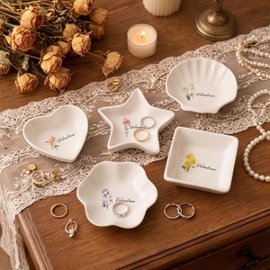 Decorative Ceramic Jewelry Tray Custom Logo Porcelain Trinket Dish Heart Shaped <b>Ring</b> <b>Plate</b> For Home Decor - Product Image 1
