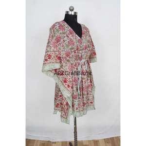 Vestido Kaftán Midi de Algodón 100% Hecho a Mano para Mujer, Romántico, Vintage, con Estampado Floral, Cuello en V, Manga Corta, Ecológico y Transpirable - Product Image 6