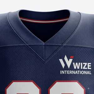 Maillot de football américain WIZE INTERNATIONAL pour homme, manches courtes, col en V, rembourré, ajusté, numéro d'équipe 20, bleu, rouge, blanc - Product Image 4