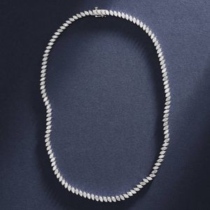 Tennis <b>Necklace</b> With 19 CTW Marquise Cut Lab-Grown Diamonds In Yellow Gold - Product Image 4