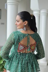 Navratri Special <b>Indian</b> Pakistani Traditional Ethnic Wear Bandhani Print Kutchi Gamthi Patchwork Work <b>Top</b> Party Wedding Festive - Product Image 4