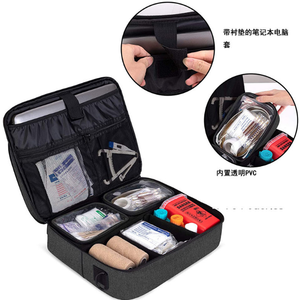 Bolsa Médica de Viaje Roja Compacta, Estuche de Primeros Auxilios de Tela Oxford Resistente con Lazos Elásticos Internos y Mosquetón - Product Image 3