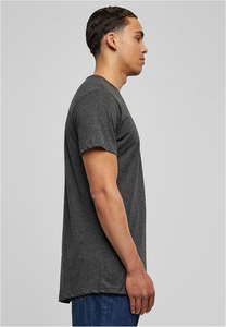 T-shirt homme gris foncé personnalisé avec logo, coupe ajustée, en coton chiné anthracite, manches courtes, pour le sport et la gym, uni et vierge - Product Image 4