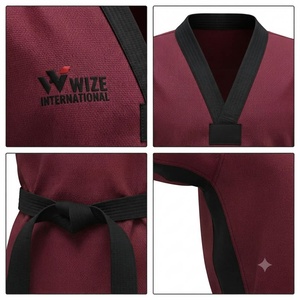 WIZE INTERNATIONAL Taekwondo Dobok Uniforme Adulte Unisexe Marron Polyester Coupe Classique Durable Logo Avant - Product Image 5