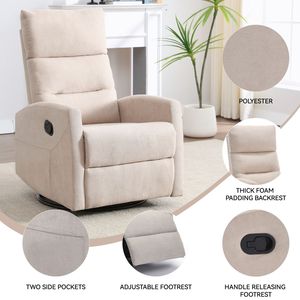 Fauteuil inclinable manuel beige avec fonction bascule et pivotant pour salon - Product Image 2