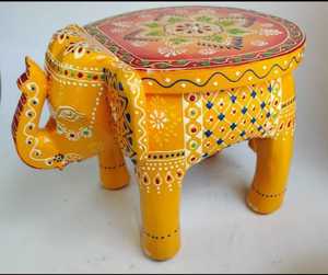 <b>Decorative</b> Eco-Friendly Lightweight Wooden <b>Elephant</b>-Shaped Stool Handcrafted Art Deco Design Hand-Painted Traditional Diwali - Product Image 2