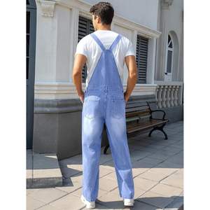 2025 mono informal ajustado para hombre, babero vaquero desgastado con correa ajustable, patrón de estampado de estilo Hippie - Product Image 5