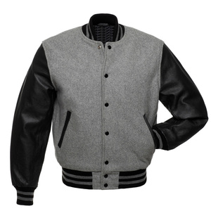 Custom Varsity Lettermen Baseball <b>Jackets</b> Green Wool Body Black <b>Leather</b> Sleeves - Product Image 1