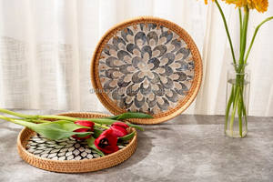 ชุดถาดแล็คเกอร์หวายทันสมัยที่ให้บริการแสดงฝังรอบถาดรูปไข่ - Product Image 4