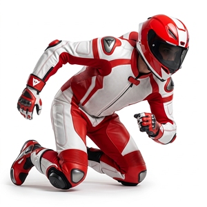 Dumela Custom Color Red <b>White</b> Leather Motorcycle Racing <b>Suit</b> Full <b>Body</b> Protection Breathable All Seasons Adult Men's Custom - Product Image 4