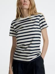 T-shirt pour femme de qualité durable, résistant au rétrécissement, tissu haute densité, vêtements rayés modernes de qualité - Product Image 2