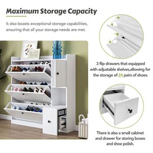 Mobile scarpiera a 3 cassetti ribaltabili TREND: massima capacità, organizer da ingresso con cassetti a ribalta autoportanti - Product Image 5