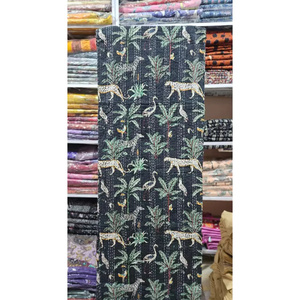 Veste en coton 100% imprimé jungle, style traditionnel indien Kantha, faite à la main, texturée, pour femme, vêtements d'occasion - Product Image 5