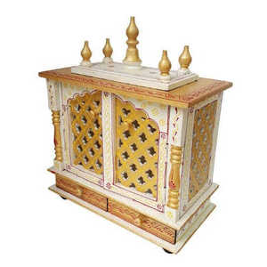 Handcrafted Wooden Rectangle Hindu Temple Wall Hanging 2 Durable Drawer Indian Hand Painted <b>Mandir</b> Structure Diwali Retirement - Product Image 4