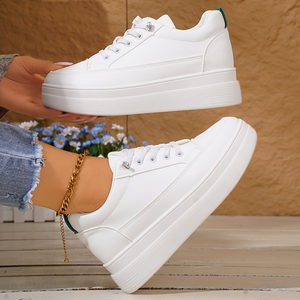 Sneakers Bianche Trendy da Donna 2026 con Plateau Chunky, <span class=keywords><strong>Scarpe</strong></span> Casual <span class=keywords><strong>Femminili</strong></span> con Suola Spessa Vulcanizzata per Aumentare l'Altezza, <span class=keywords><strong>Scarpe</strong></span> da Passeggio - Product Image 4