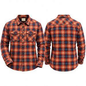 Chemise en flanelle à carreaux à manches longues pour homme, col rabattu, boutonnée, avec poches poitrine, chemise en flanelle d'automne - Product Image 1