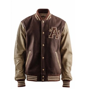 <b>Mens</b> Pink Varsity <b>Jacket</b> Genuine Leather Sleeves Embroidered <b>Letter</b> D Front Turn-down Collar Preppy Style Winter Wear Breathable - Product Image 4