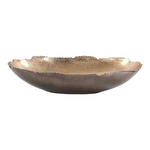 Wabi Sabi Textured Charcoal Serving Bowl <b>Raw</b> Edge Organic Shape Metal Fruit Basin Contemporary Tabletop Centerpiece <b>Tray</b> - Product Image 3