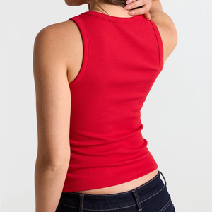 Débardeur de yoga d'été pour femme, coupe ajustée, sans manches, tricoté, écologique, séchage rapide, respirant, couleur et logo personnalisables - Product Image 2