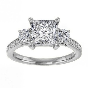 Princess Cut 7MM Moissanite <b>Solitaire</b> Engagement <b>Ring</b> 925 Sterling <b>Silver</b> Gold Plated Luxury Bridal Wedding Promise <b>Ring</b> - Product Image 1