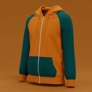 Sudadera con Capucha para Hombre, Color Naranja y Verde, con Cierre, Estilo Casual, Bloques de Color, para Invierno - Product Image 6