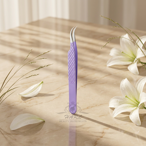 Pinzas curvas antideslizantes de color morado para extensión de pestañas, pinzas para pestañas con logo personalizado, pinzas para extensión de pestañas, suministros para extensión de pestañas - Product Image 1