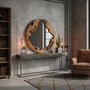 Miroir mural en bois style industriel, design urbain, pour décoration de style loft, accessoire de miroir suspendu en gros - Product Image 2