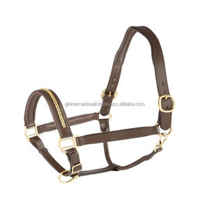 Accessoires anglais élégants de licou de cheval en cuir de vache extra doux de haute qualité avec cristaux et matériel en or rose - Product Image 4