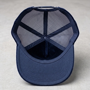 <b>Navy</b> Blue Velvet Mesh Trucker <b>Hat</b> 5 Panel Curved Brim Adjustable Unisex Cap Custom Logo Embroidery Eyelet Four Seasons Casual - Product Image 5