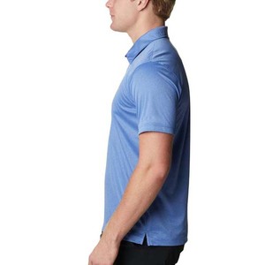 Men's Blue Short Sleeve Polo <b>Shirt</b> 100% Polyester Quick Dry Knitted Solid Color Casual Wear - Product Image 3