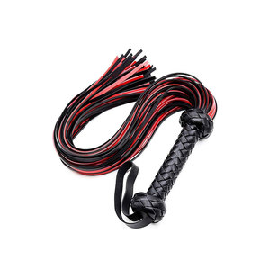 Leather Whip With Black And <b>Red</b> Strips Braided Handle - Product Image 1