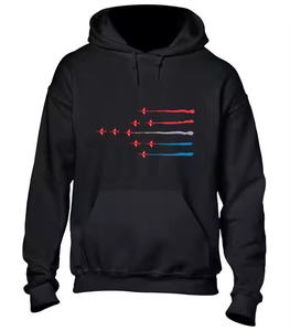 2026 Men's Red Fighter Jets Solid Polyester/Cotton Pullover Hoodie 3D Embroidered Applique Plain Dyed Breathable Cool Winter - Product Image 3