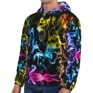 Sudadera con Capucha para Hombre, Estampado de Humo Colorido, Corte Regular, Informal, Tejida en Poliéster, para Otoño - Product Image 6