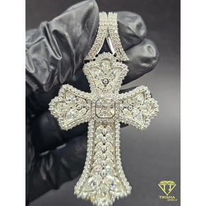 Pendentif Croix Luxe Sertie de Diamants Moissanite en Argent Sterling 925, Collier Hip Hop, Pendentif Croix Premium en Diamants Moissanite - Product Image 6