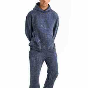 Survêtements pour hommes en coton 100% avec broderie délavée et effet usé, logo personnalisé, style streetwear, prix abordable, vêtements d'hiver - Product Image 3