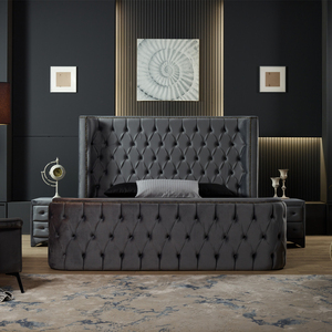 Meubles d'hôtel élégants et rembourrés avec tête de lit à coussin moelleux et cadre de lit à support robuste - Product Image 3