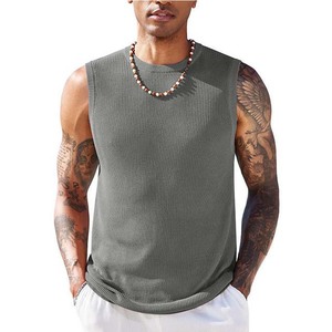 Débardeur de sport pour homme 2026 en coton et élasthanne tricoté, coupe ajustée, absorbant l'humidité, respirant, 220g, style punk - Product Image 3