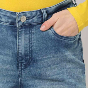 Vente directe usine OEM – Jean en denim taille haute coupe droite pour femme, style streetwear, pantalon respirant en toile pour l'hiver - Product Image 6
