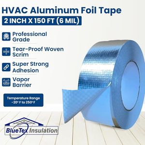 Cinta de Aluminio Profesional para HVAC, 2" x 150 pies, 6 Mil, Plateada, Resistente a Desgarros, de Alta Resistencia - Product Image 2