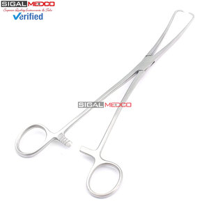 เครื่องมือผ่าตัดสแตนเลสสตีล คีมหนีบปากมดลูกสำหรับสูตินรีเวช ขนาด 9.50 นิ้ว โค้งสองด้าน สำหรับการผ่าตัดทางนรีเวช ใช้งานด้วยมือ ได้รับมาตรฐาน CE - Product Image 3