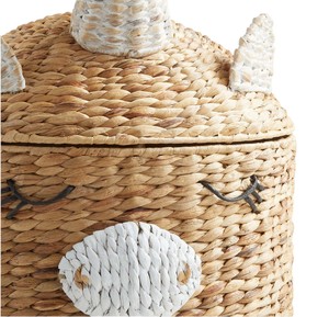 Panier en jacinthe d'eau tressé en forme de licorne avec couvercle – Organisateur de rangement décoratif magique pour chambre d'enfant - Product Image 3