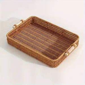 Plateau de service rond en rotin écologique, artisanat de haute qualité, design moderne pour le Ramadan et les occasions de mariage, prix bas - Product Image 6