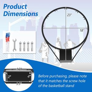 Anello da basket da 18 pollici per tutte le stagioni con attrezzatura di montaggio per campo sportivo - Product Image 5