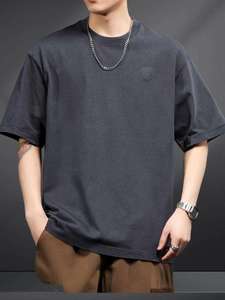 เสื้อยืดแขนสั้นสไตล์อเมริกันเรโทร 270 กรัม ผ้าฟอกสีแบบดิสเทรส สำหรับผู้ชาย สไตล์ยุโรปอเมริกัน แนวสตรีทแฟชั่นหลวมๆ แขนครึ่งตัว - Product Image 4