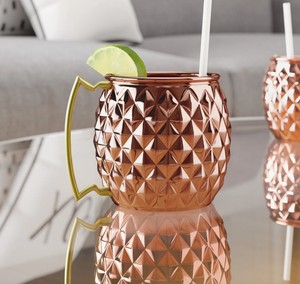 Mug à Moscow Mule en cuivre pur, finition martelée, luxe moderne, grande capacité, mug à bière - Product Image 4