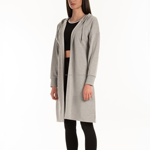 Sweat à capuche personnalisé pour femmes, longs et décontractés, avec décoration ouverte sur le devant et paillettes, style Street Wear - Product Image 1