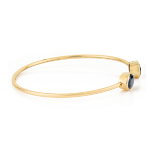 Top Quality Hot Selling <b>Solid</b> K14 Yellow <b>Gold</b> Blue Sapphire Simple Flexible Cuff <b>Bangle</b> Trendy Everyday Wear Custom Jewelry - Product Image 5