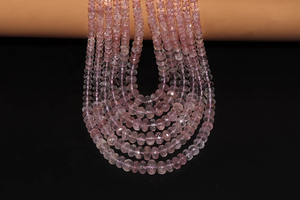 Collier de perles rondelle à facettes en morganite naturelle 6 brins Perles de taille 4-9mm avec brins à facettes - Product Image 4