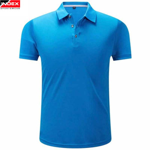 INDEX Men's <b>Blue</b> Solid Color Short Sleeve <b>Polo</b> <b>Shirt</b> Casual Regular Fit Knitted Fabric Button Design Breathable - Product Image 1