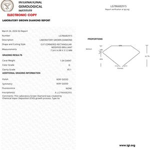 Diamante Radiante Cultivado en Laboratorio de 1.04 Quilates, Color D, Claridad VS1, Certificado IGI - Product Image 3